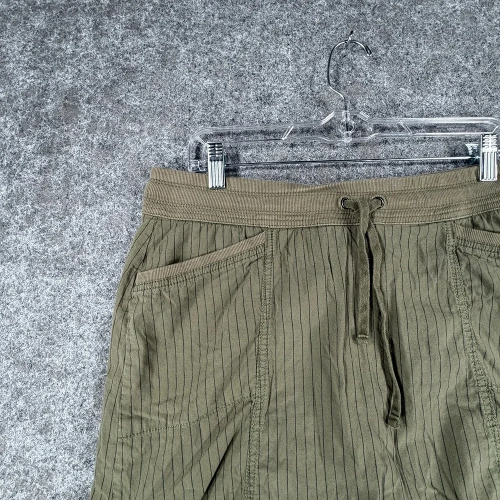 Great Northwest Indigo Skort Women 12 Olive Green Striped Stretch Built In Brief